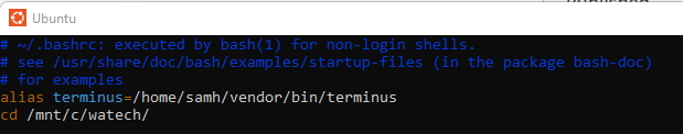 terminus alias in ubuntu bashrc